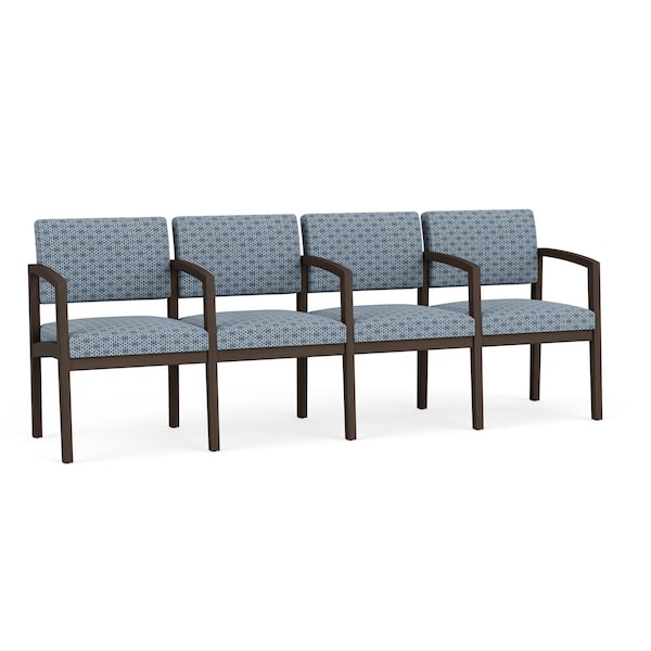 Lesro Lenox Wood 4 Seat Tandem Seating Wood Frame, Mocha, RS Rain Song Upholstery LW4103 - main